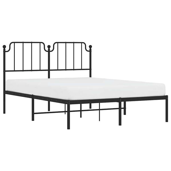 vidaXL Cadre de lit m&eacute;tal sans matelas avec t&ecirc;te de lit noir 150x200cm