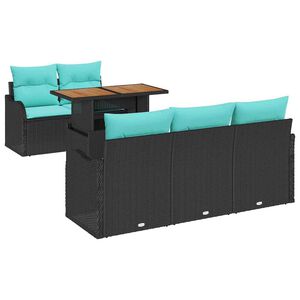 vidaXL Ensemble de canap&eacute; de jardin avec coussin 6 pcs Noir et bleu