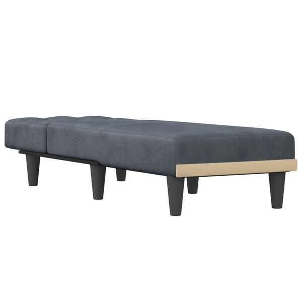 vidaXL Chaise longue gris foncé velours