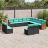 vidaXL Salon de jardin avec coussins 13 pcs noir r&eacute;sine tress&eacute;e