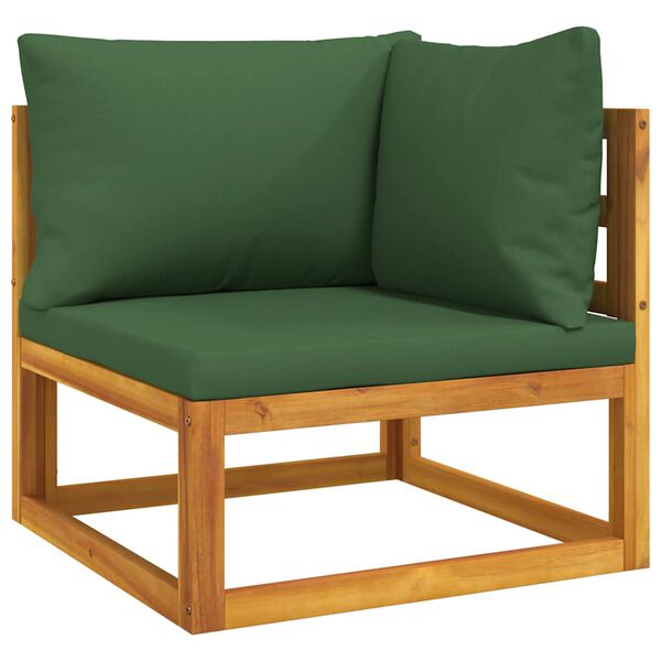 vidaXL Canap&eacute; d'angle sectionnel et coussins verts bois massif acacia
