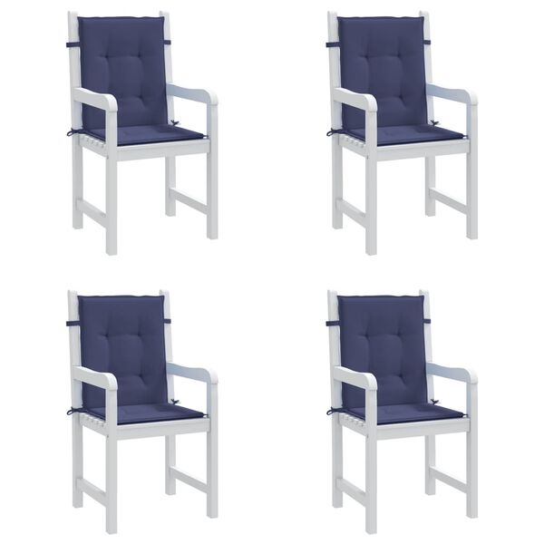 vidaXL Coussins de chaise &agrave; dossier bas lot de 4 bleu marine tissu
