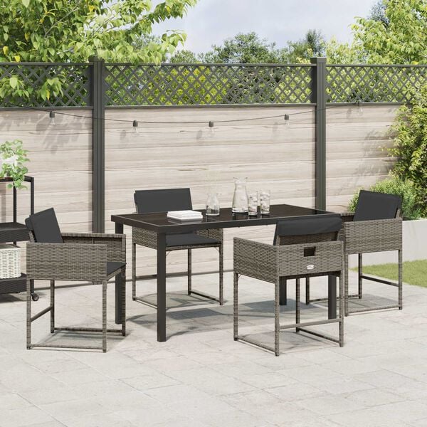 vidaXL Ensemble de salle &agrave; manger pour jardin 5 pcs Gris polyrotin