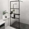 vidaXL Paroi de douche avec &eacute;tag&egrave;re Noir 80x195 cm Verre ESG&Aluminium
