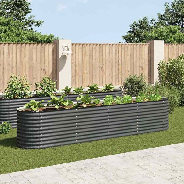 vidaXL Lit sur&eacute;lev&eacute; de jardin 400x80x81 cm Acier galvanis&eacute; Gris