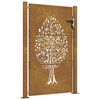 vidaXL Portail de jardin 105 x 155 cm en acier Corten avec motif arbre