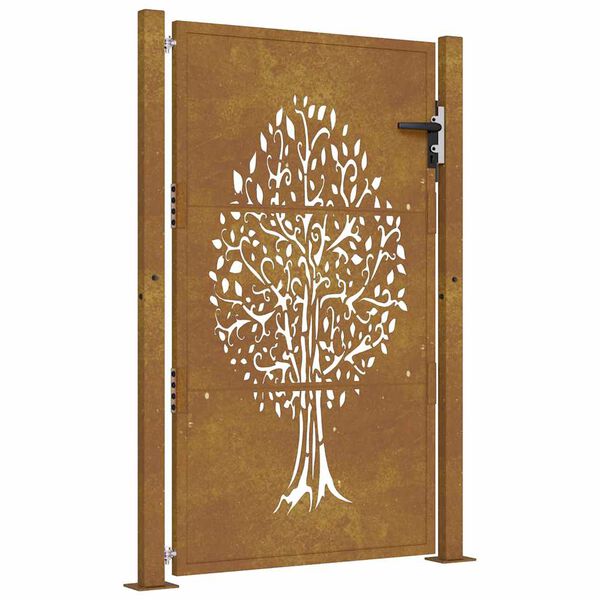 vidaXL Portail de jardin 105 x 155 cm en acier Corten avec motif arbre