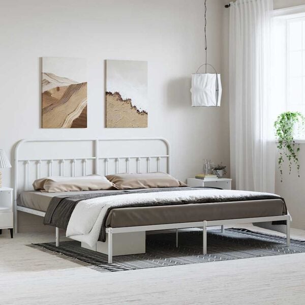 vidaXL Cadre de lit métal sans matelas et tête de lit blanc 183x213 cm