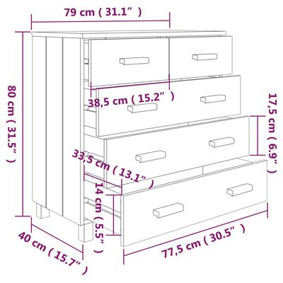 vidaXL Buffet HAMAR Marron miel 79x40x80 cm Bois massif de pin