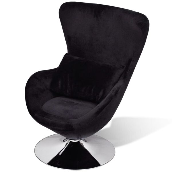 vidaXL Fauteuil en forme d&rsquo;&oelig;uf noir