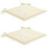 vidaXL Chaises de jardin lot de 2 et coussins cr&egrave;me Bois teck massif