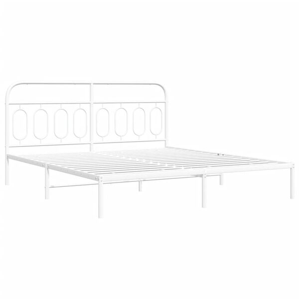 vidaXL Cadre de lit métal sans matelas et tête de lit blanc 193x203 cm