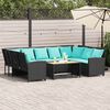 vidaXL Canap&eacute; de jardin avec coussins Noir R&eacute;sine tress&eacute;e