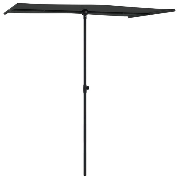 vidaXL Parasol de jardin avec m&acirc;t en aluminium 180x110 cm Noir