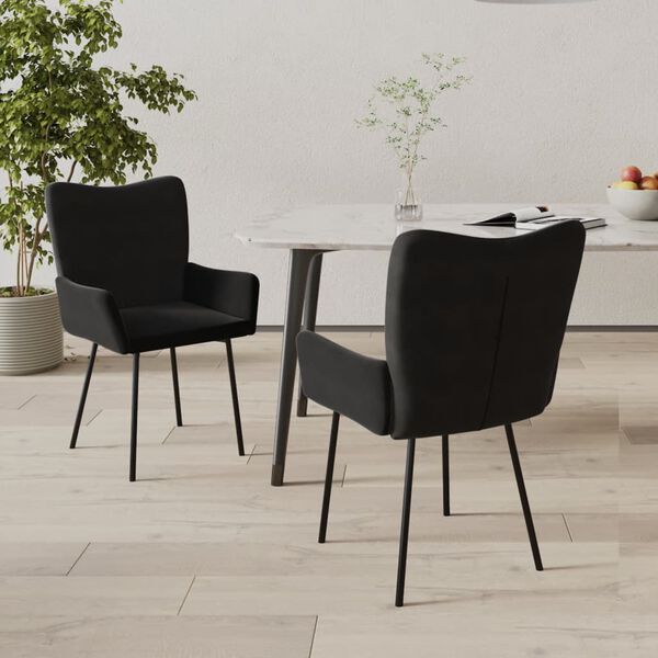 vidaXL Chaises &agrave; manger lot de 2 Noir Velours