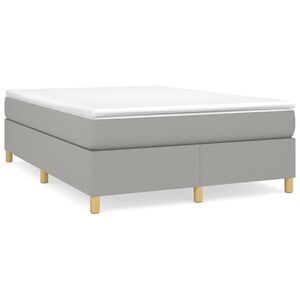 vidaXL Sommier &agrave; lattes de lit et matelas gris clair 152x203 cm tissu