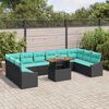 vidaXL Ensemble de canap&eacute; de jardin 11 pcs Noir Poly rotin