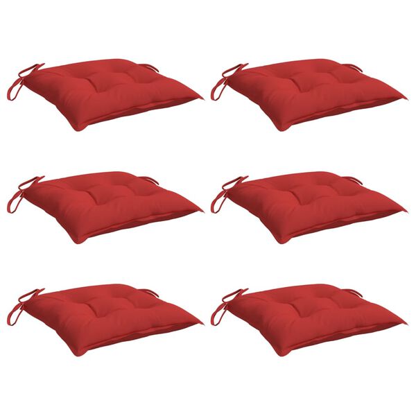vidaXL Coussins de chaise lot de 6 rouge 40x40x7 cm tissu oxford