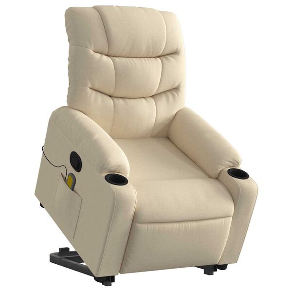 vidaXL Fauteuil inclinable de massage crème tissu