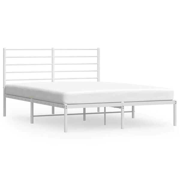 vidaXL Cadre de lit m&eacute;tal sans matelas et t&ecirc;te de lit blanc 150x200 cm