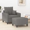 vidaXL Fauteuil avec repose-pied Gris fonc&eacute; 60 cm Tissu