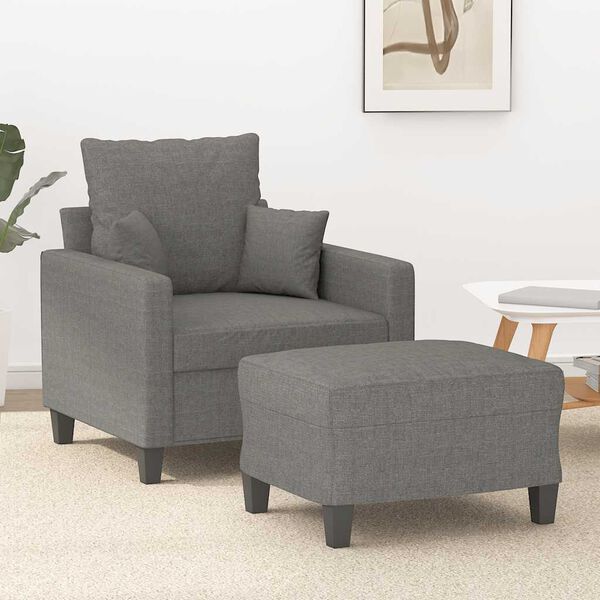 vidaXL Fauteuil avec repose-pied Gris fonc&eacute; 60 cm Tissu