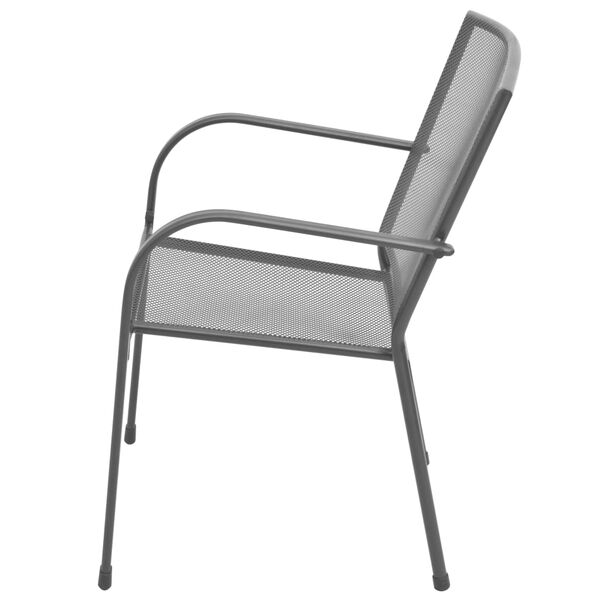 vidaXL Chaises empilables de jardin lot de 2 Acier Gris