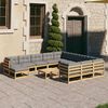 vidaXL Salon de jardin 13 pcs avec coussins Bois de pin massif