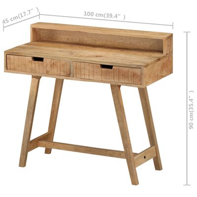 vidaXL Bureau 100x45x90 cm Bois de manguier brut solide