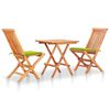 vidaXL Ensemble de bistro 3 pcs avec coussins vert vif Bois de teck