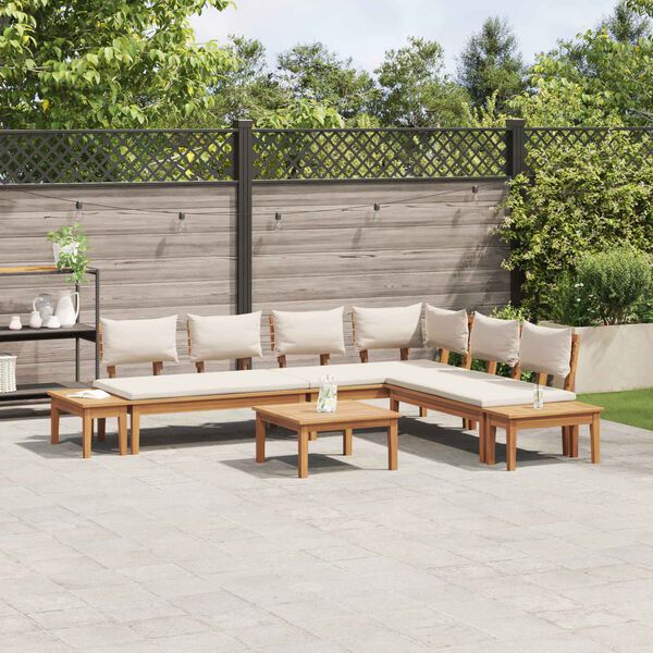 vidaXL Ensemble de canap&eacute; de jardin 4 pcs Marron et Cr&egrave;me