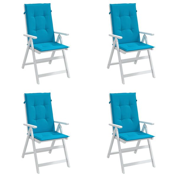 vidaXL Coussins de chaise de jardin à dossier haut lot de 4 bleu tissu