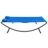 vidaXL Chaise longue d'extérieur tissu bleu