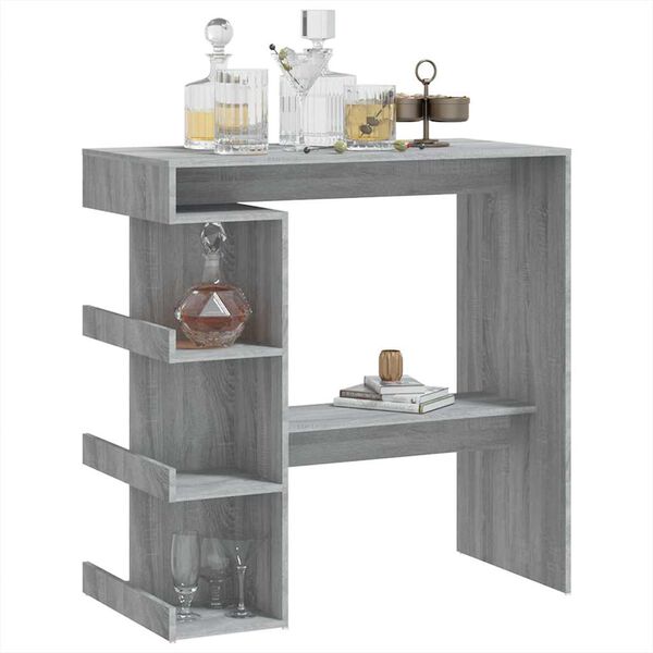 vidaXL Table de bar et étagère de rangement Sonoma gris 100x50x101,5cm