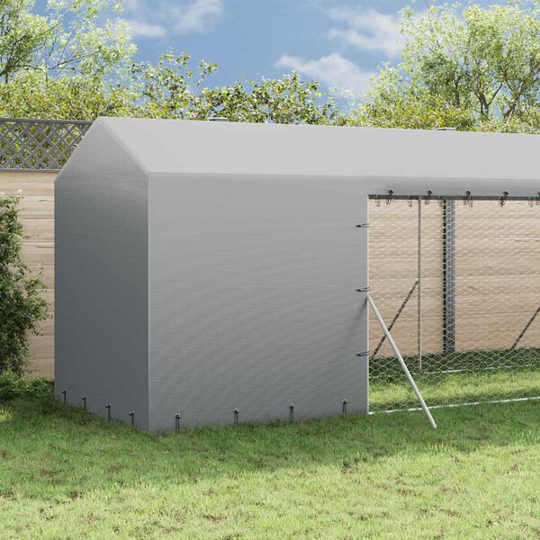 vidaXL Chenil d'ext&eacute;rieur pour chiens avec toit argent&eacute; 2x6x2,5 m