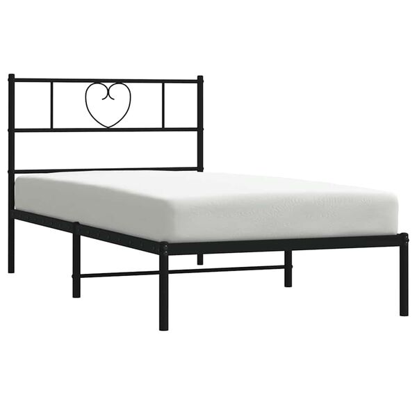 vidaXL Cadre de lit métal sans matelas avec tête de lit noir 100x200cm