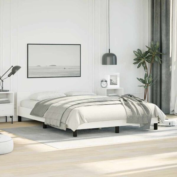 vidaXL Cadre de lit sans matelas blanc similicuir