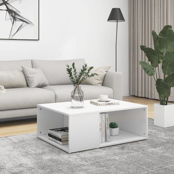 vidaXL Table basse blanc 90x67x33 cm bois d'ing&eacute;nierie
