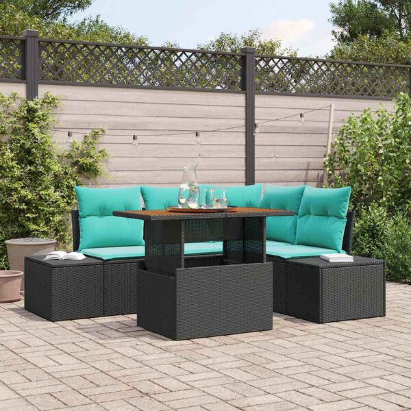 vidaXL Ensemble de salle &agrave; manger pour jardin 5 pcs Noir et Sarcelle