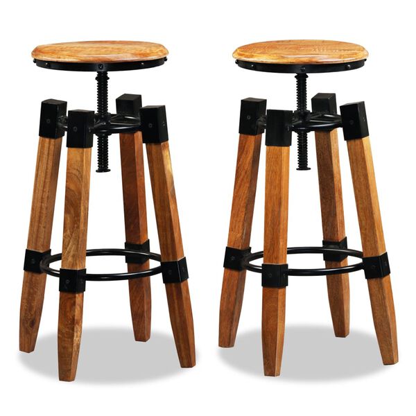vidaXL Tabourets de bar lot de 2 bois de manguier massif