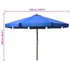 vidaXL Parasol d'ext&eacute;rieur avec m&acirc;t en bois 330 cm Bleu azur&eacute;