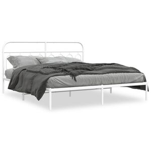 vidaXL Cadre de lit métal sans matelas et tête de lit blanc 193x203 cm