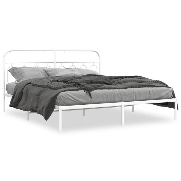 vidaXL Cadre de lit métal sans matelas et tête de lit blanc 193x203 cm