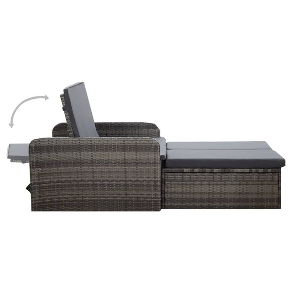 vidaXL Salon de jardin 2 pcs avec coussins R&eacute;sine tress&eacute;e Gris