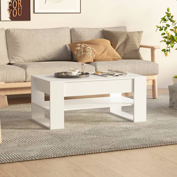 vidaXL Table basse blanc 102x55x45 cm bois d'ing&eacute;nierie