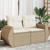 vidaXL Canap&eacute; de jardin avec coussins 2 places beige r&eacute;sine tress&eacute;e