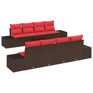 vidaXL Ensemble de canapé de jardin 9 pcs Marron polyrotin