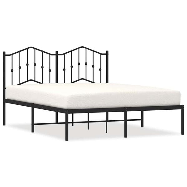 vidaXL Cadre de lit m&eacute;tal sans matelas avec t&ecirc;te de lit noir 135x190cm