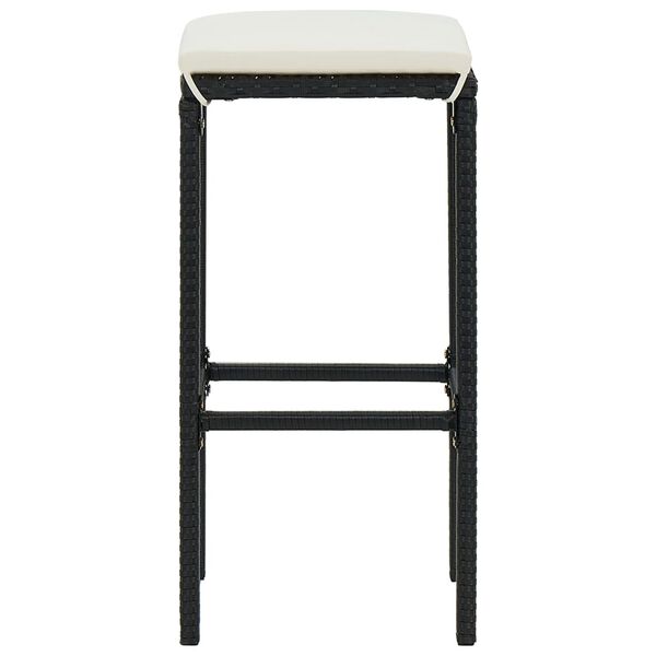 vidaXL Tabourets de bar avec coussins lot de 2 noir résine tressée