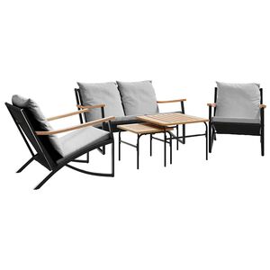 vidaXL Ensemble de meubles de balcon avec coussins 5 pcs noir acier